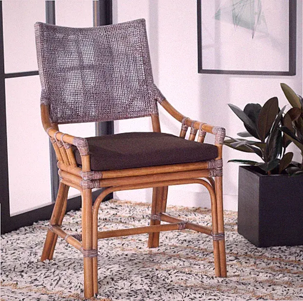 Rattan Chair Furniture Set Cushion Sofa Sectional Farmhouse Cotton Brown Wood