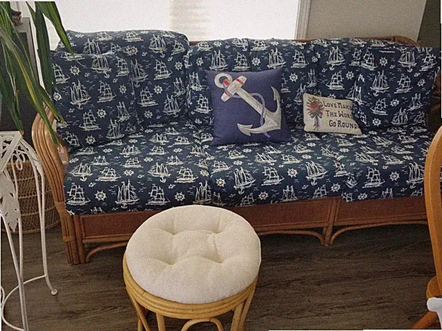 Rattan Couch W/ Ottoman