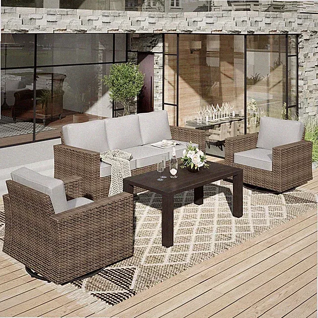 Rattan Patio Furniture Set Outdoor Swivel Rocker Chairs Outdoor Sectional Sofa