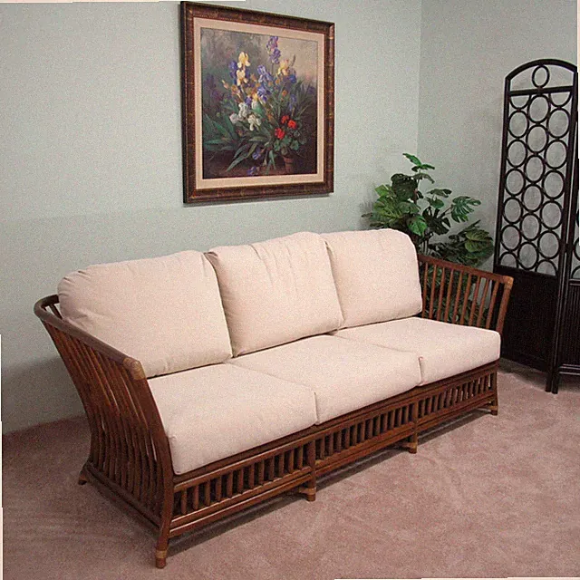 Rattan Sofa Couch Cushions Made in USA Delivered Fully Assembled