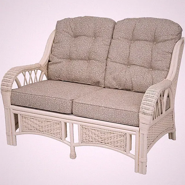 Rattan Wicker Natural ECO Handmade Design Alexa Living Sofa White Color