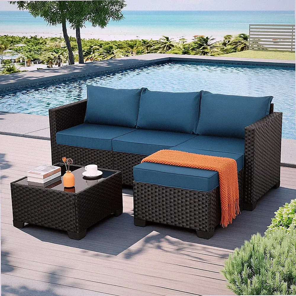 Rattaner Outdoor Furniture Set 3 Pieces Wicker Patio Furniture Outdoor Sectional