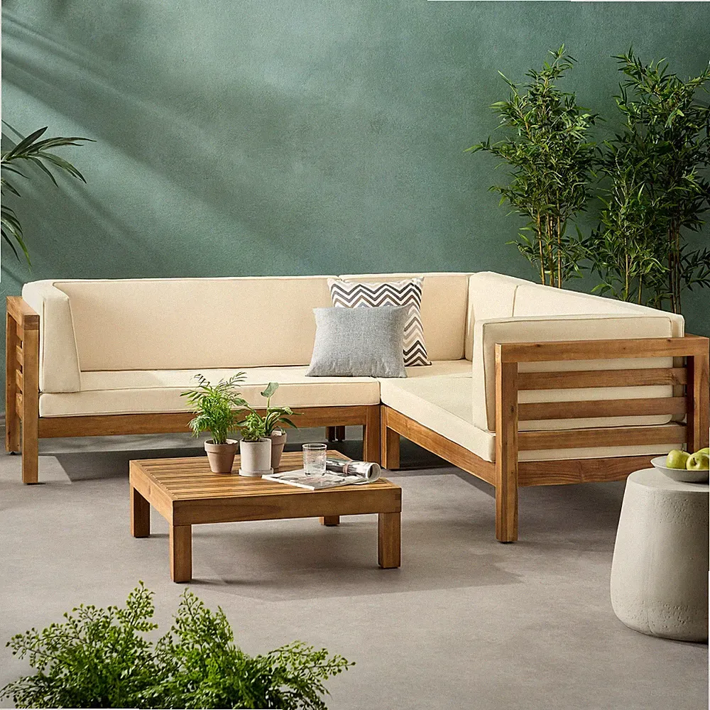 Ravello 4 Piece Outdoor Wooden Sectional Set
