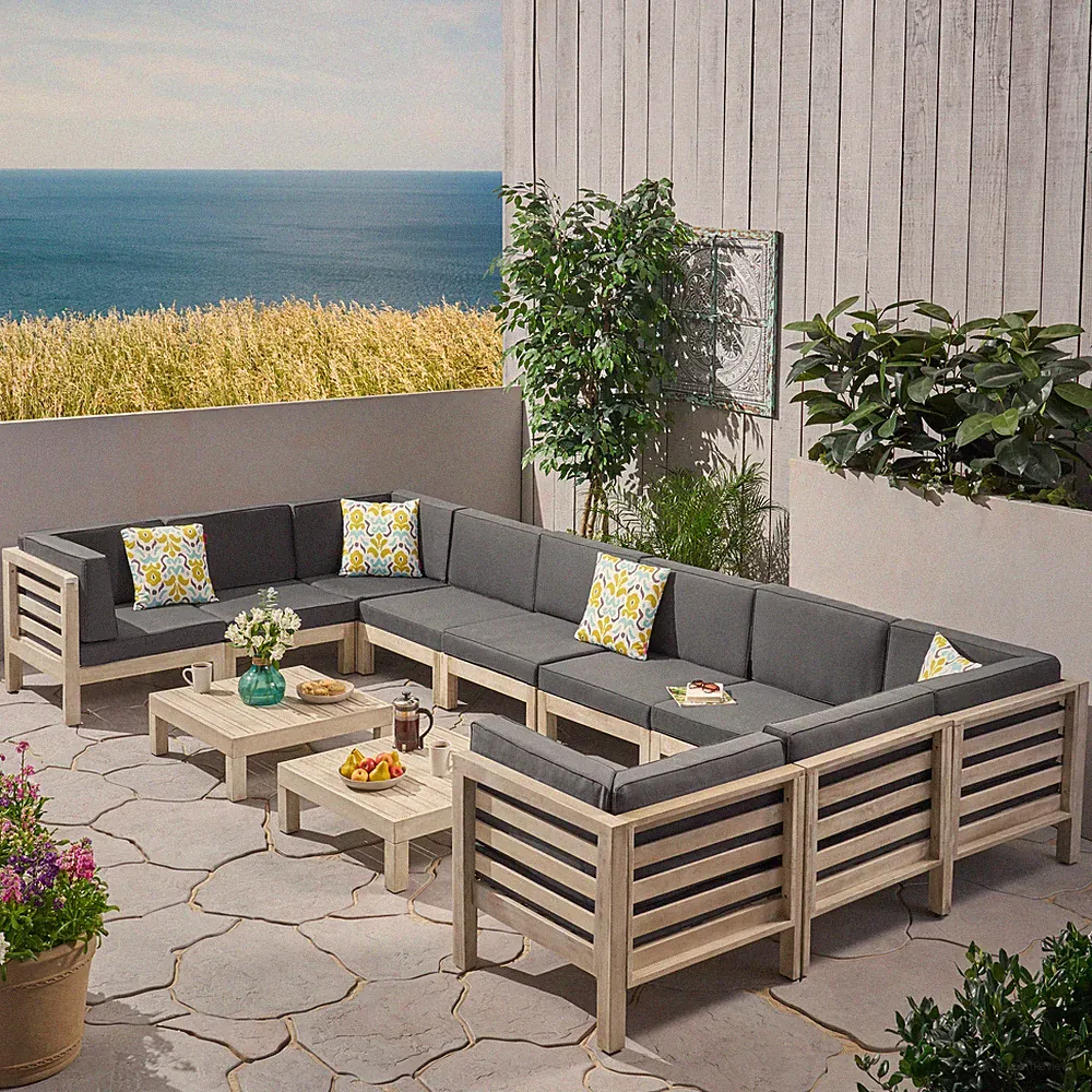 Ravello Outdoor U-Shaped Sectional Sofa Set with Coffee Tables