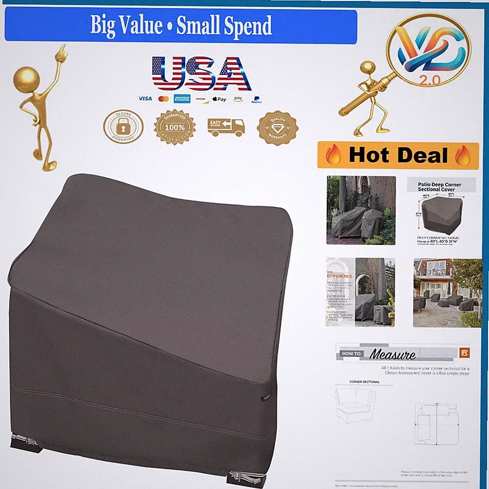 Ravenna Water-Resistant 40 Inch Patio Corner Sectional Cover Taupe