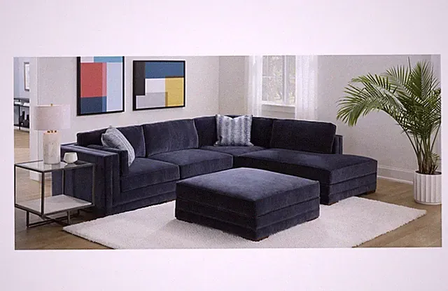 Raymour & Flanagan Pre loved Remi Sectional & Ottoman