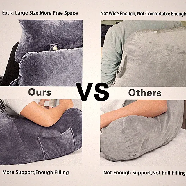 Reading Pillow for Sitting in Bed Couch Adult, Back Pillow with arm Su...