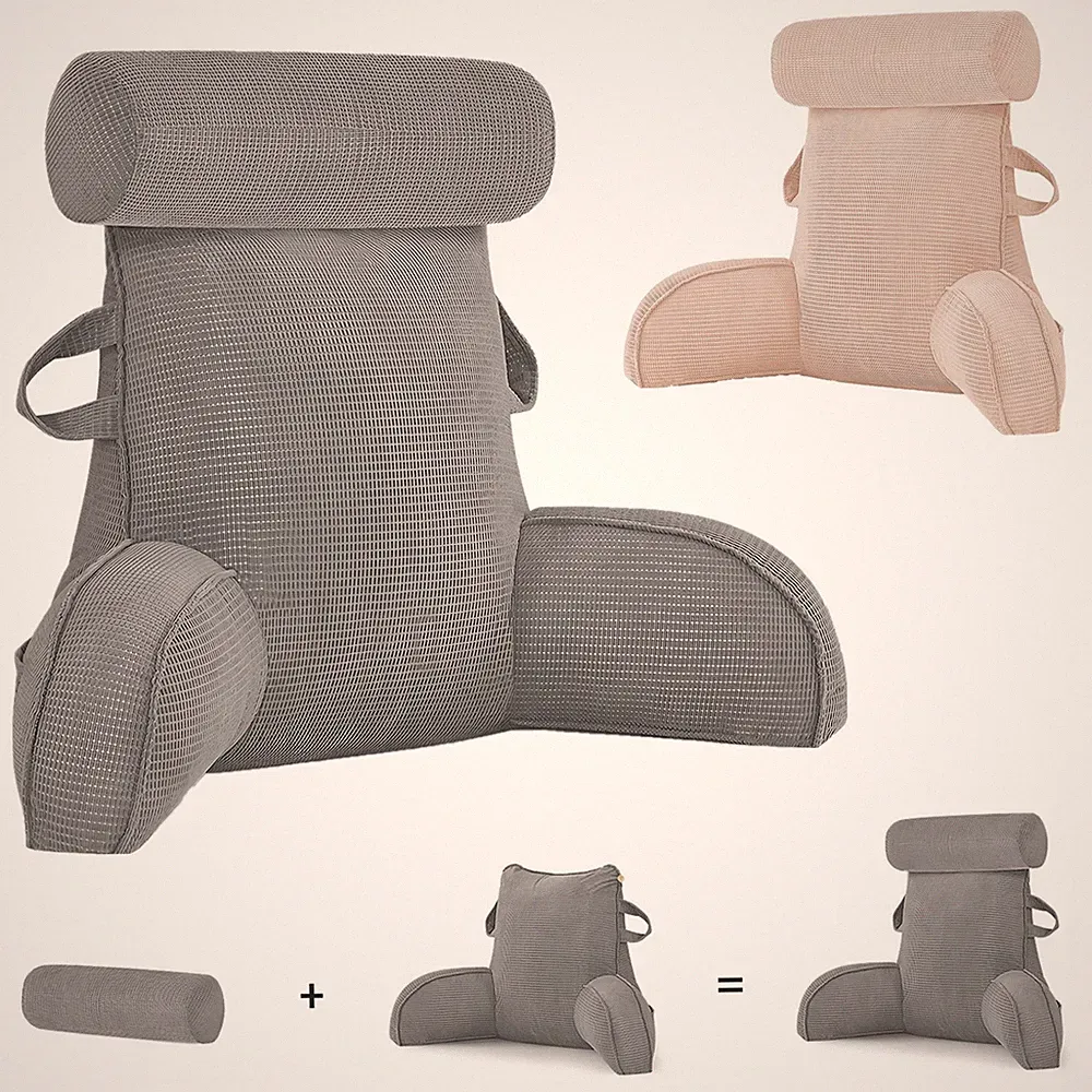 Reading Pillow Large Bed Sofa Back Rest Pillow for Sitting Detachable Neck Roll