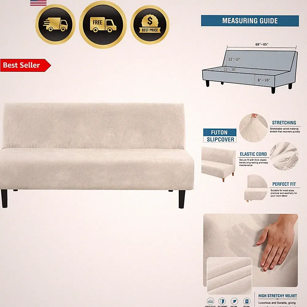 Real Futon Cover Armless Sofa Covers Sofa Bed Covers Stretch Futon Couch Cove...