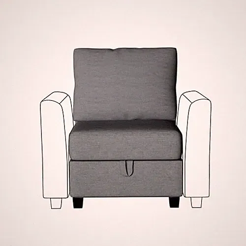 REAL RELAX OTTOMAN CONVERTIBLE SECTIONAL SOFA COUCH, LINEN FABRIC - LIGHT GRAY