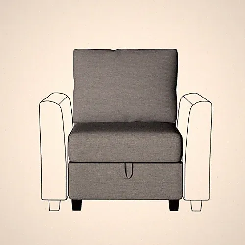 REAL RELAX OTTOMAN CONVERTIBLE SECTIONAL SOFA COUCH, LINEN FABRIC - LIGHT GRAY