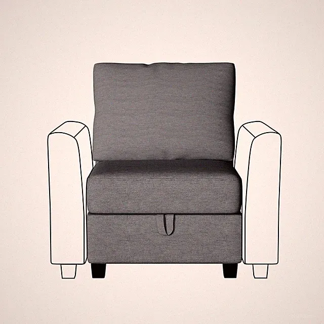 Real Relax Ottoman Linen Fabric Modular Sofa Couch - Light Gray