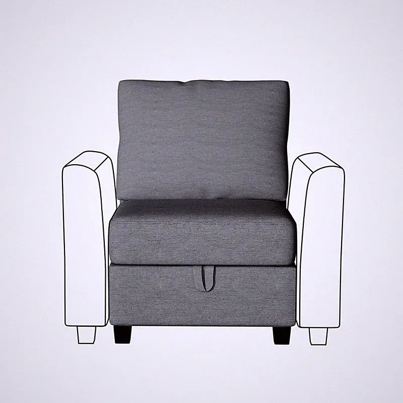 Real Relax Single Seater Without Armrest Convertible Sectional Sofa Couch Linen