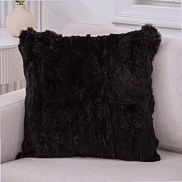 Real Rex Rabbit Fur Protector Pillowcase Cover Pillow Sections Cusion 20 x 20''