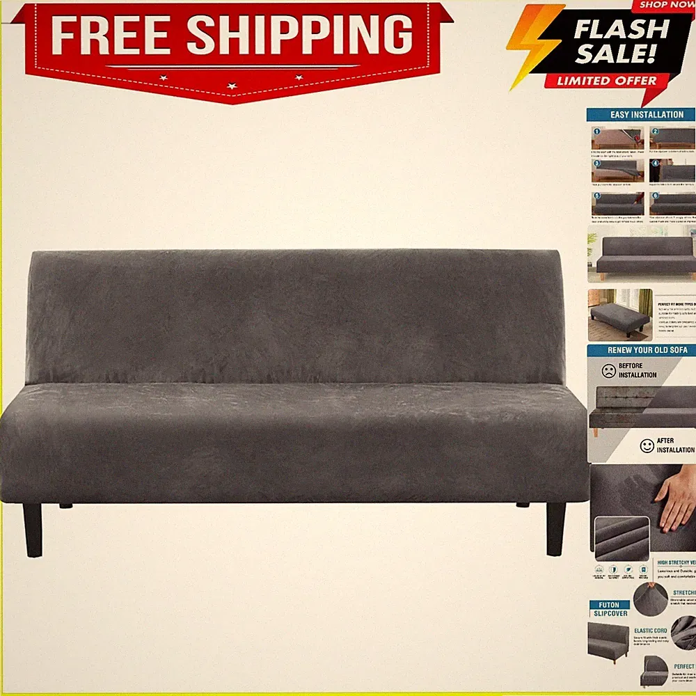 Real Velvet Futon Cover Armless Sofa Covers Sofa Bed Covers Stretch Futon Cou...