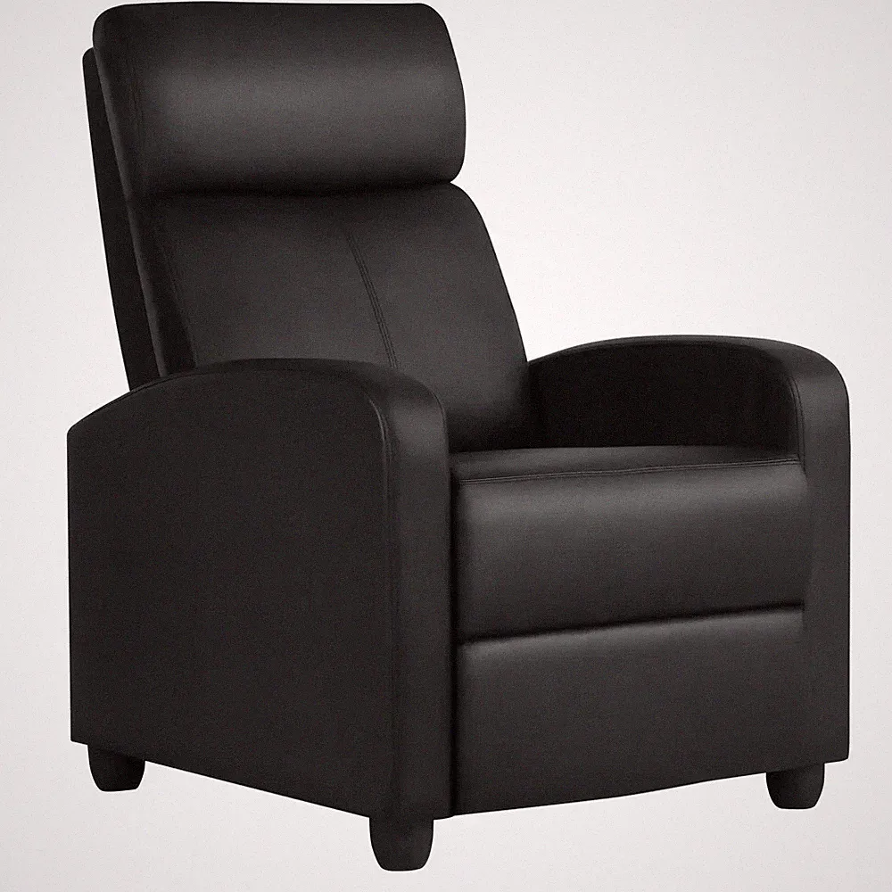 Recliner Chair Leather Modern Single Reclining Sofa Home Theater Seating Black