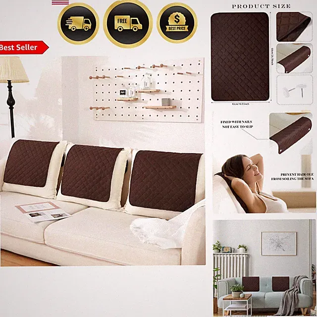 Recliner Headrest Cover Couch Protector Sofa Furniture Shield 3 Pieces Brown