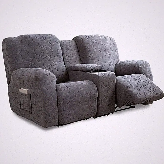 Recliner Loveseat Cover with Center Console, 2 Seater Jacquard Recliner Sofa...