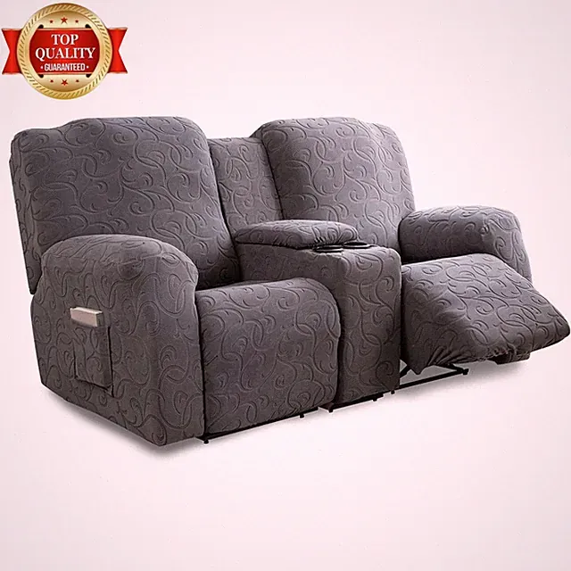 Recliner Loveseat Cover with Center Console, 2 Seater Jacquard Recliner Sofa...