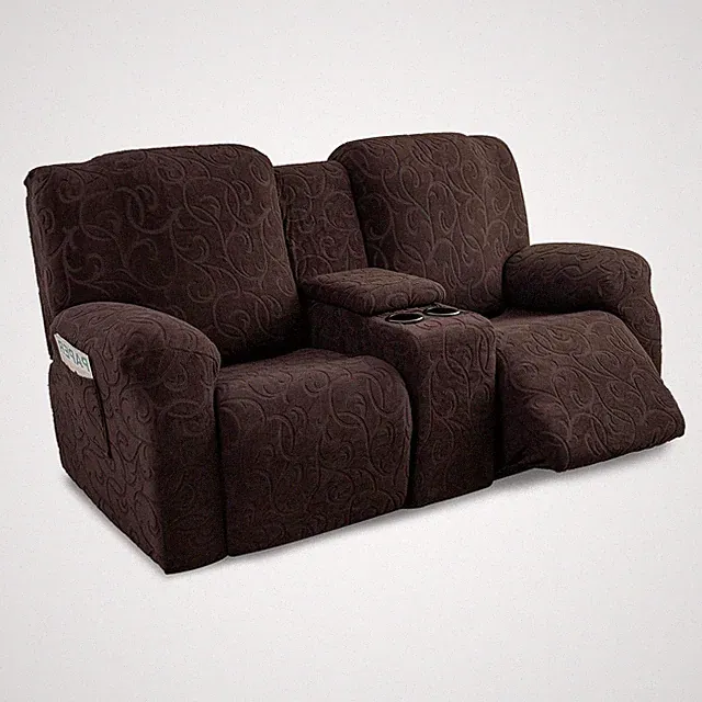 Recliner Loveseat Cover with Center Console, 2 Seater Jacquard Recliner Sofa...