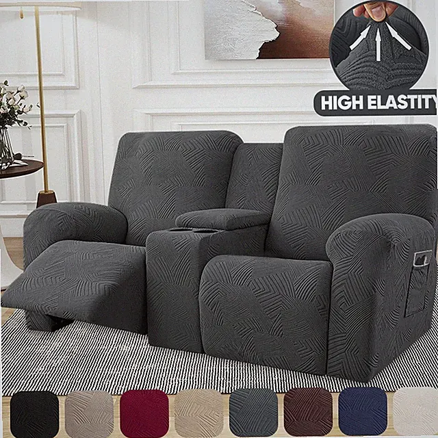 Recliner Loveseat Cover with Center Console, 2Seat Sofa Slipcover Stretch Covers