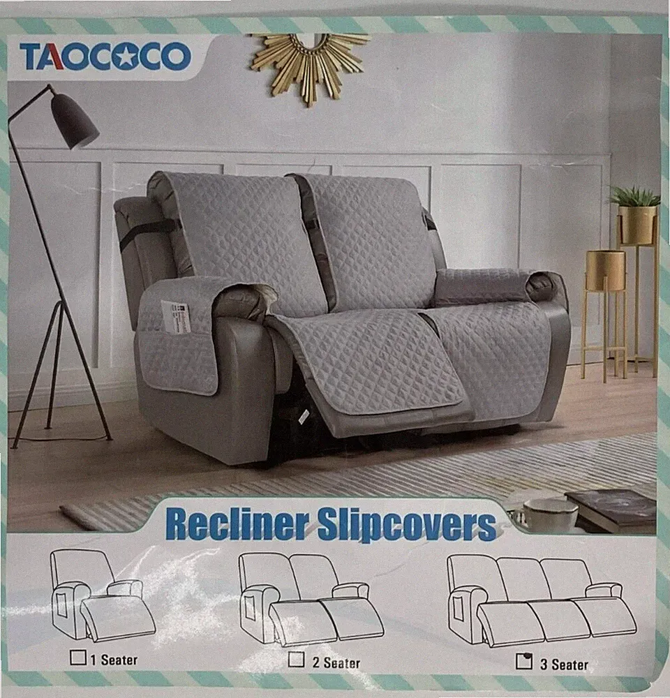 Recliner Sofa Cover, Non-Slip Reclining Couch Covers for 3 Seats