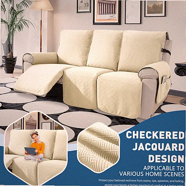 Recliner Sofa Cover Water Repellent Armchairs Sofa Slipcovers with Elastic Strap