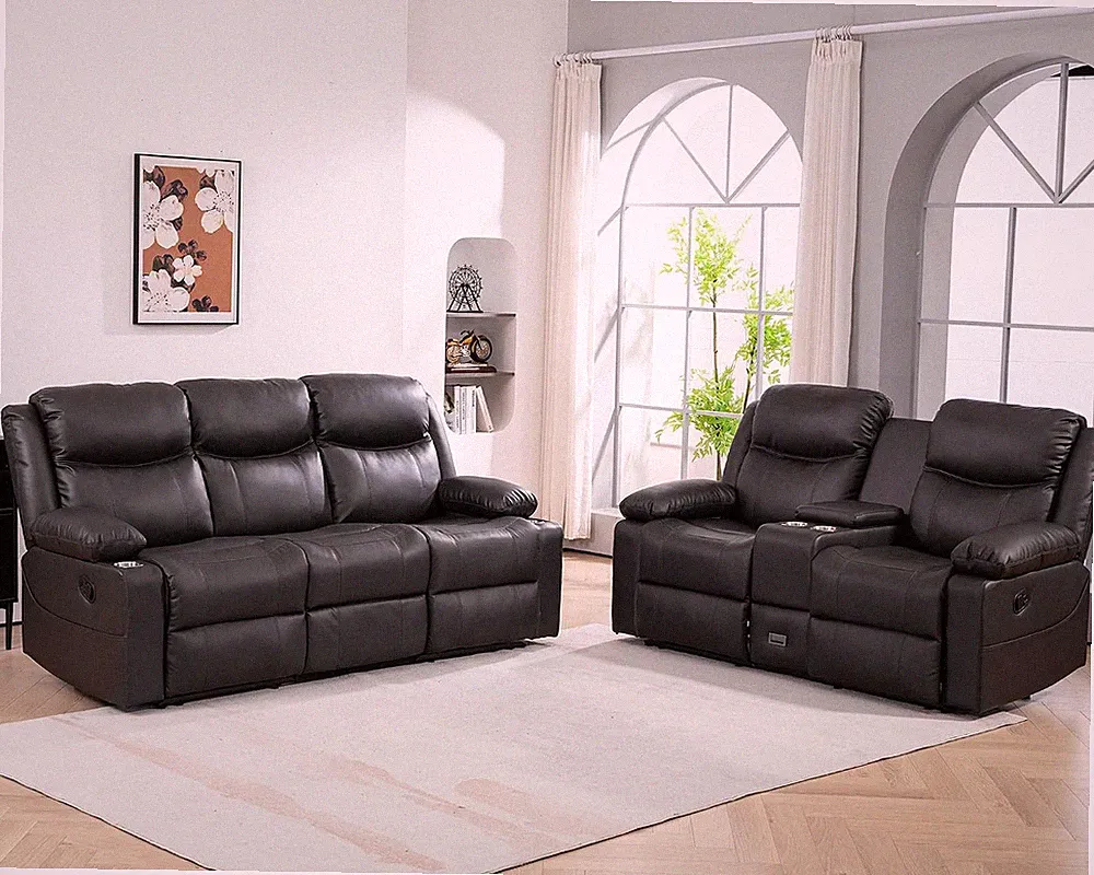 Recliner Sofa Set with Massage & Heat, Grey