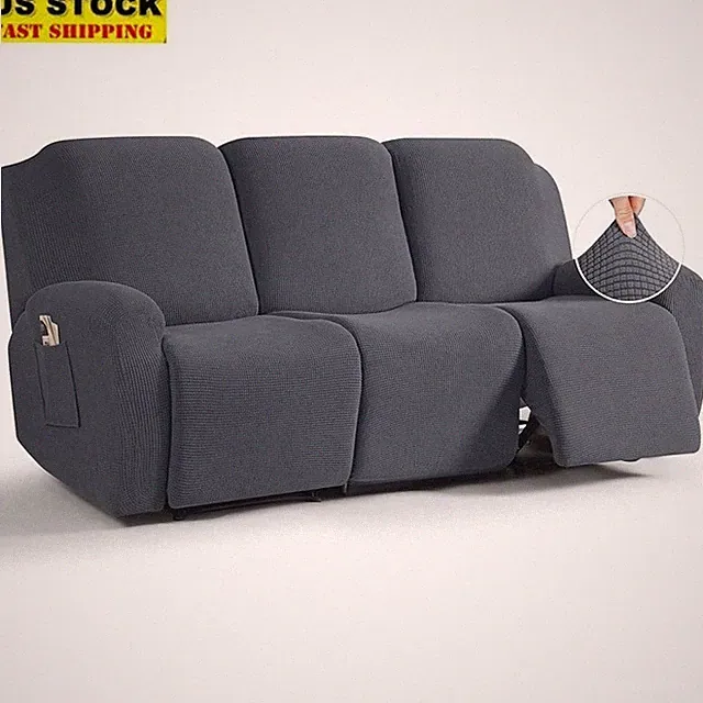 Recliner Sofa Slipcover Stretchy Fabric Easy Installation Protection Pocket New