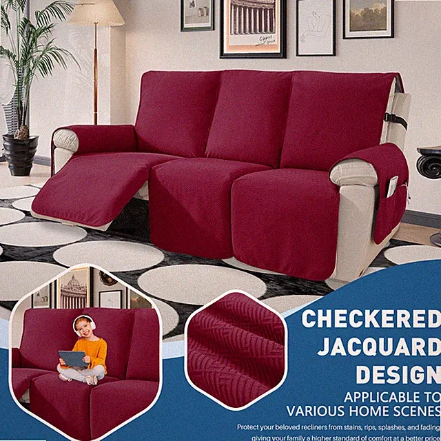Recliner SofaCover Anti-Slip ChairCovers Armchair Slipcovers Furniture Decor Red