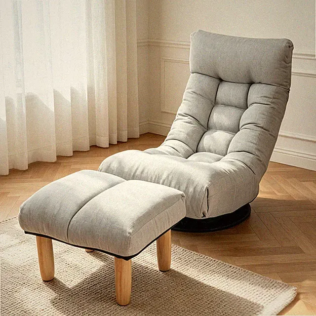Reclining Chair Adjustable Back & Head Sections with Footrest
