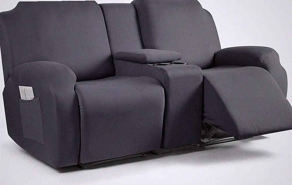 Reclining Loveseat with Middle Console Slipcover, 4 Piece Polyester Fabric