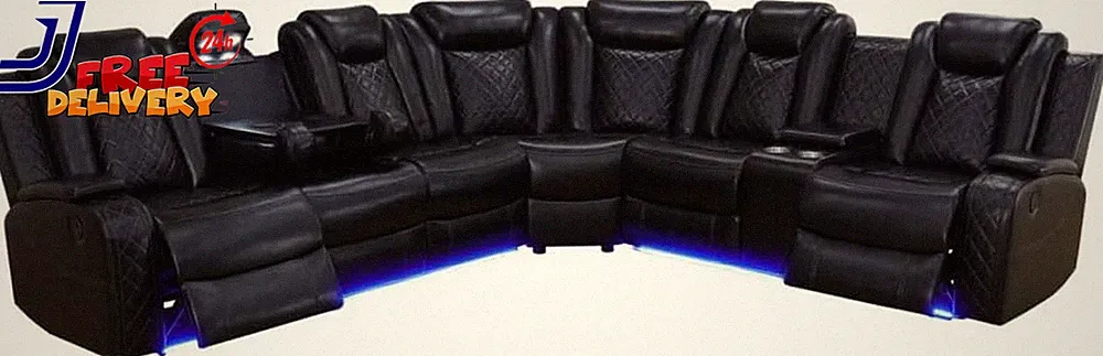 Reclining Sectional Power Sectional Couch Leather Sofa Set for Living Room Comfy