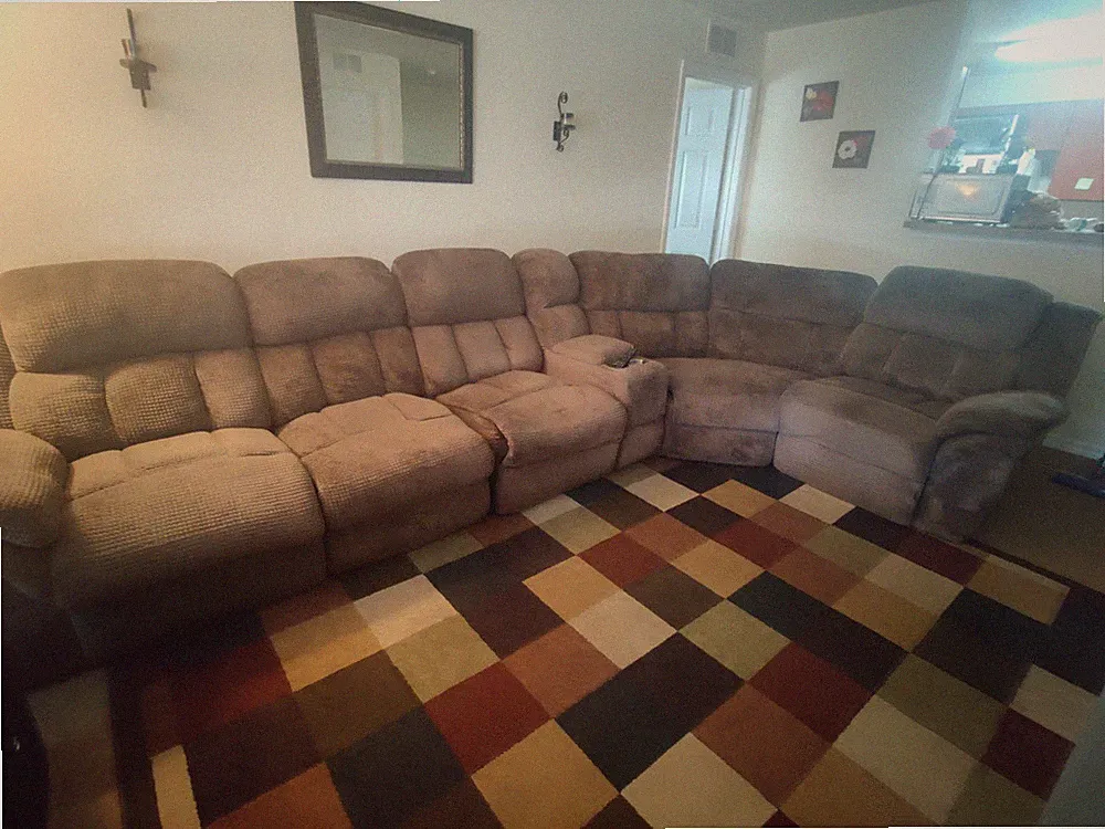 Reclining Sectional Sofa Brown Fabric Cup Holder Pillow Top Arms Pillow Back