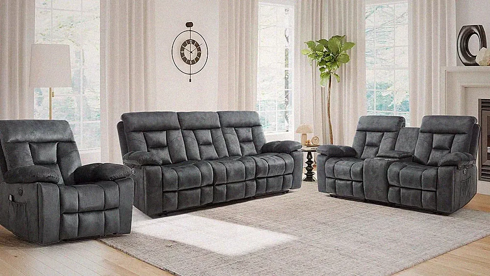 Reclining Sofa Set, 3 Pieces Recliner Sofa Set, Power Lift Recliner Chair, Recli