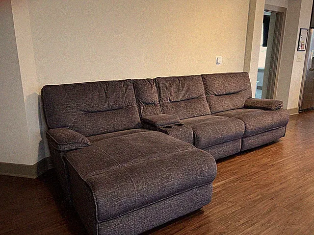 Reclining Sofa with Chaise - Grey; Likely Used, Sectional Optional