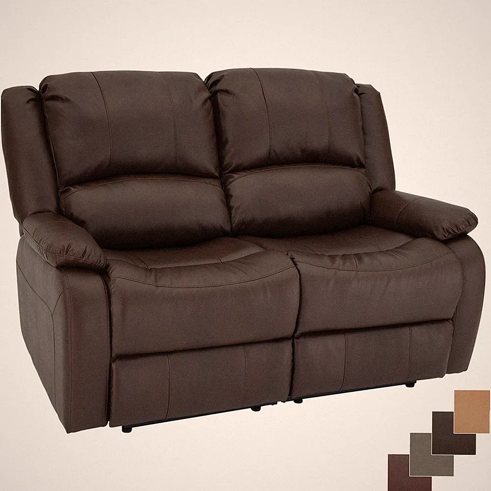 RecPro Charles 58" Double RV Wall Hugger Recliner Sofa Loveseat Mahogany