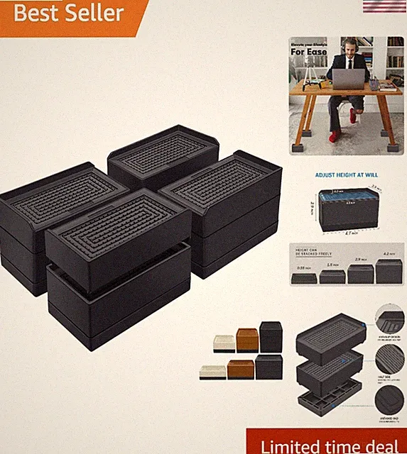 Rectangle Bed Risers Heavy Duty Adjustable Furniture Risers for Couch Bed Sof...