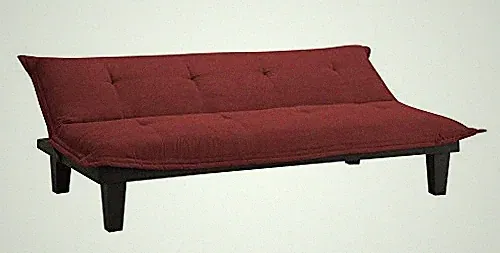 RED - DHP LODGE CONVERTIBLE FUTON COUCH BED WITH MICROFIBER UPHOLSTERY AND WOOD