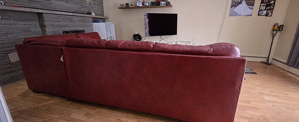 Red Faux Leather Sectional Sofa Contemporary High Back Seats 6+ Living Room