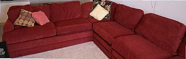 Red Microfiber Sectional Sofa w/ Right Chaise, 4-Seat, Removable Cushions