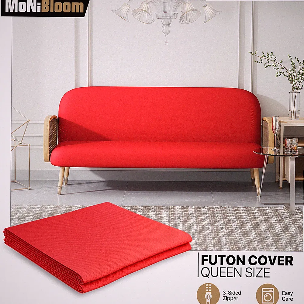 Red Queen Size Slipcover Armless Stretch Futon Cover Washable Sofa Bed Protector