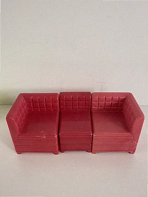 Red Sectional Couch Sofa 3 Pieces Ideal Vintage Rare