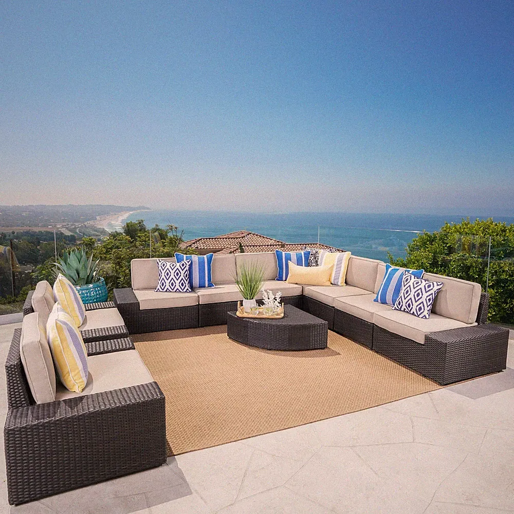 Reddington Outdoor Wicker Sectional Set w/ Cushions