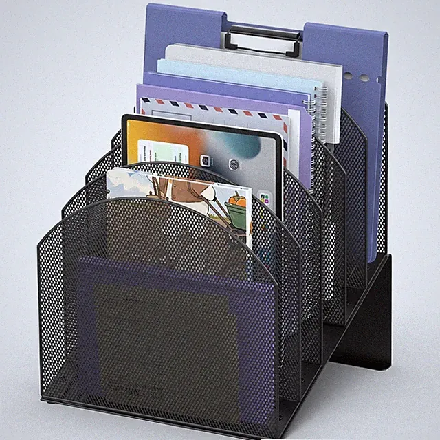 ReePlan File Organizer for Desk, 5-Section Mesh Mail Holder, Black