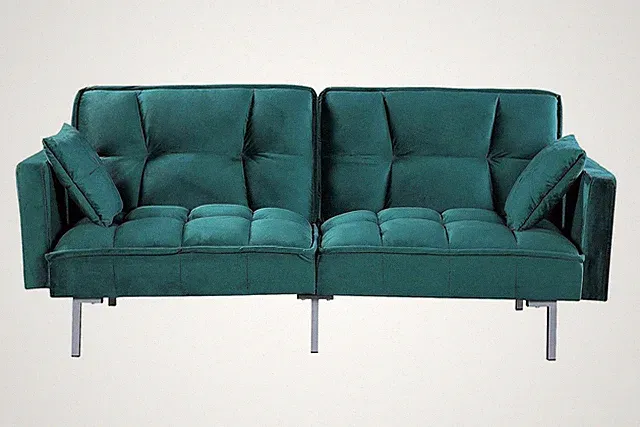 Regal 75.6" Velvet Convertible Sofa Bed - Mid-Century Sleeper Couch W/Tufted Des
