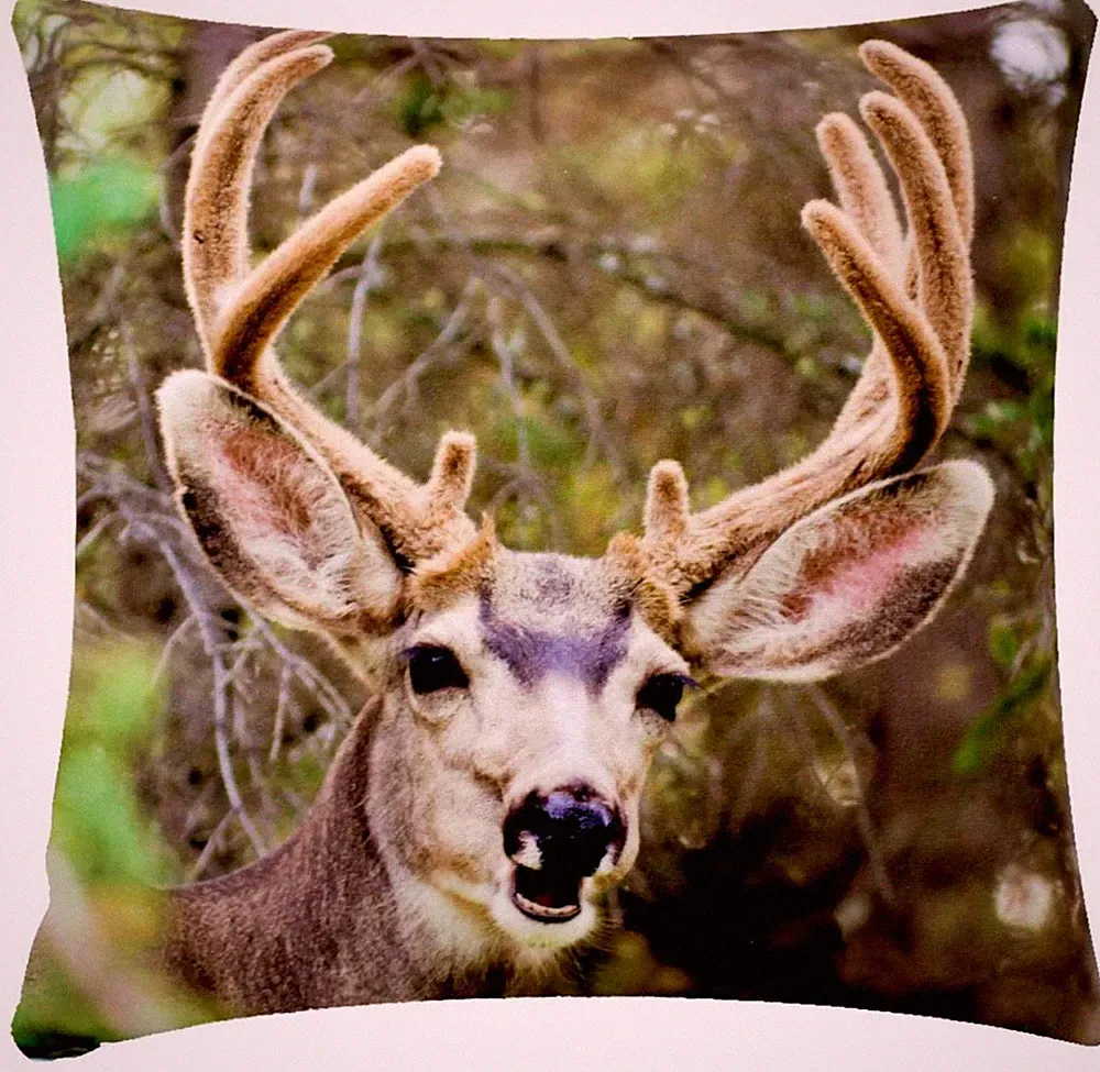 Reindeer Animal Print Chenille Cotton 17 x 17 inch Cushion Cover Sofa/Bed/Couch