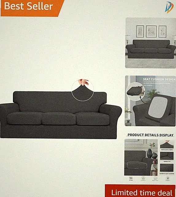 Rejuvenate Your Sofa: 4-Piece Dark Gray Cover Set for Comfort and Protection