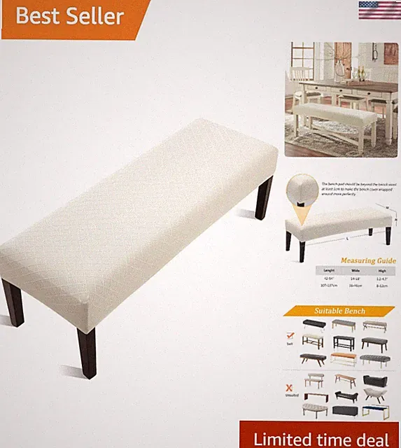 Removable Anti-Wrinkle Bench Slipcover - Beige Protector for Stylish Interiors