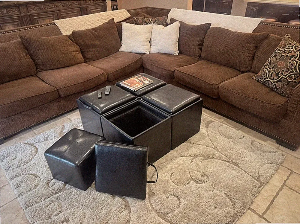 Rene Cazares Luxury Down Filled Sectional Sofa Brown Designer Couch MSRP $10K